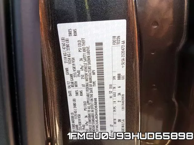 1FMCU0J93HUD65898 фото 2