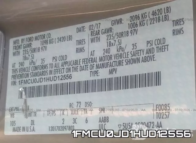 1FMCU0JD1HUD12556 фото 10