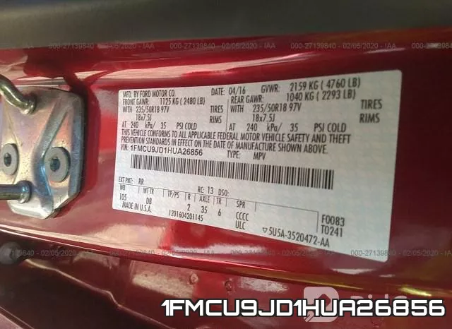 1FMCU9JD1HUA26856 фото 10