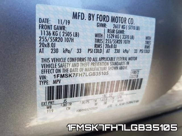 1FMSK7FH7LGB35105 фото 2