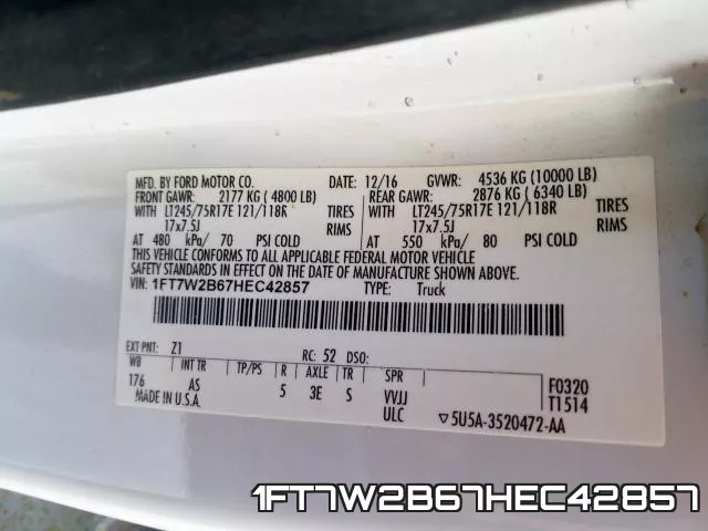 1FT7W2B67HEC42857 фото 2