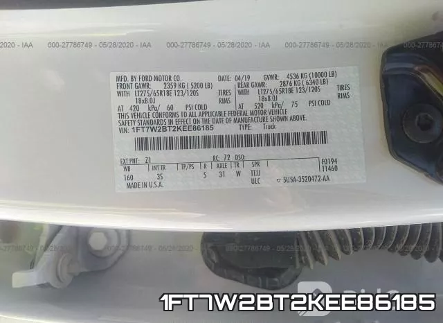 1FT7W2BT2KEE86185 фото 10