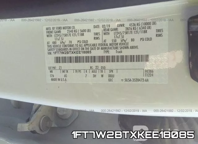 1FT7W2BTXKEE18085 фото 10