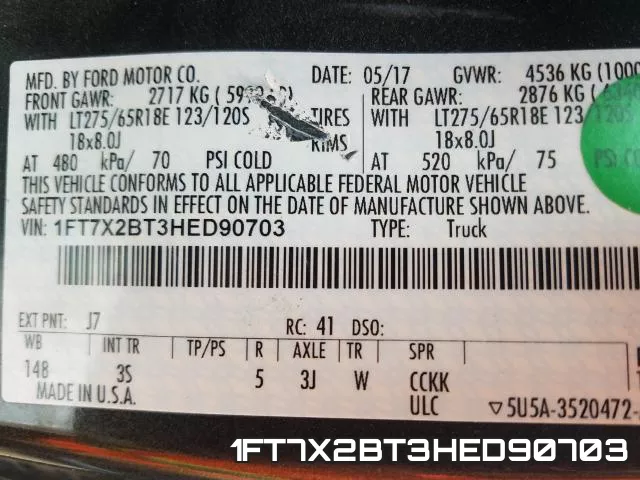 1FT7X2BT3HED90703 фото 2