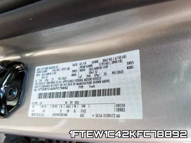1FTEW1C42KFC78892 фото 2