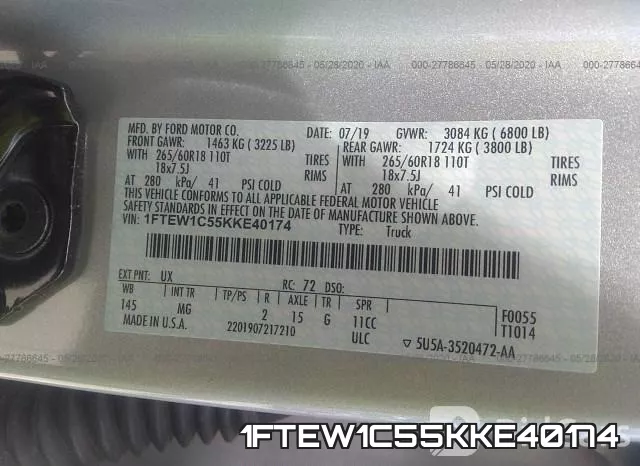 1FTEW1C55KKE40174 фото 10