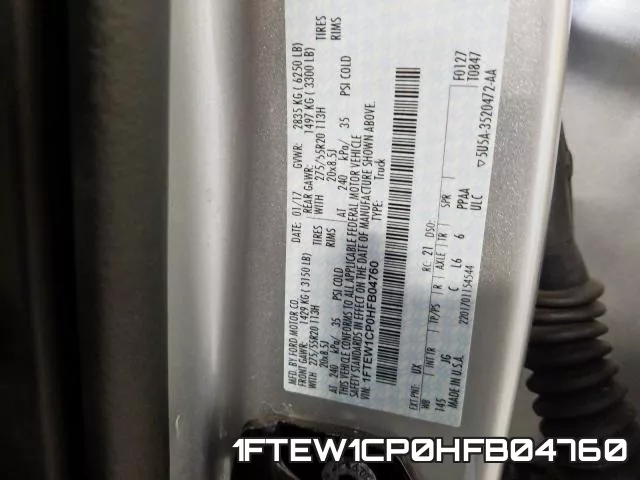 1FTEW1CP0HFB04760 фото 2