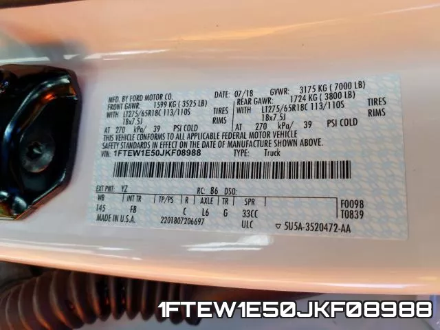 1FTEW1E50JKF08988 фото 2