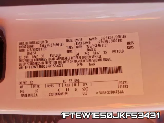 1FTEW1E50JKF53431 фото 2