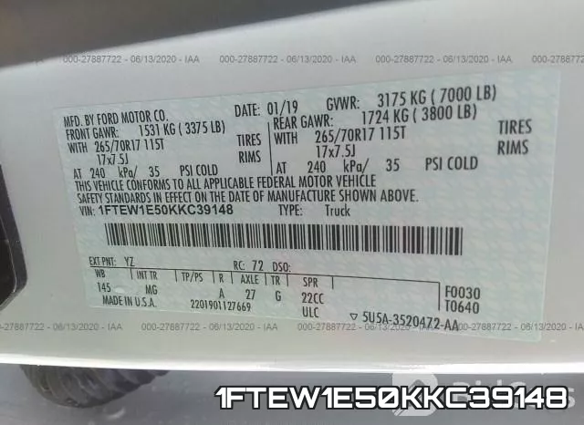 1FTEW1E50KKC39148 фото 10