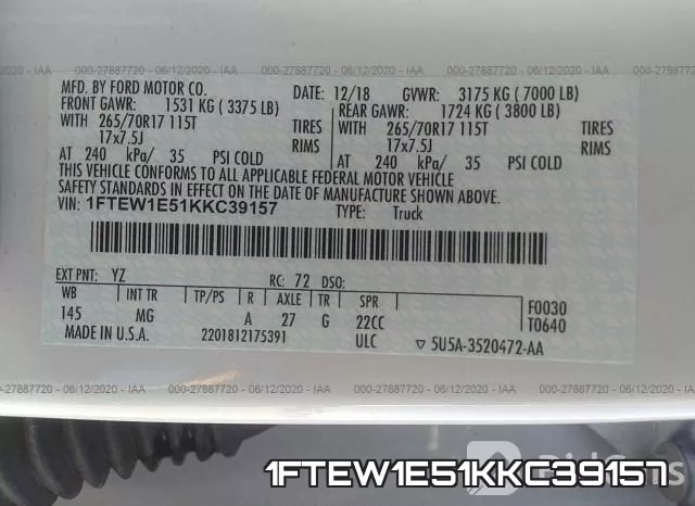 1FTEW1E51KKC39157 фото 10