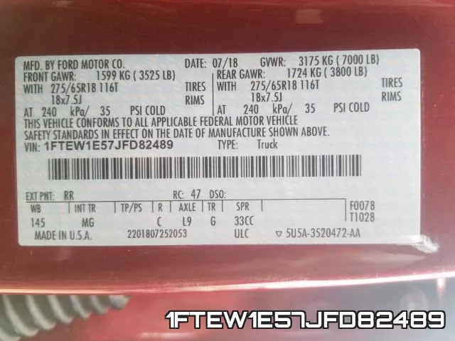 1FTEW1E57JFD82489 фото 2