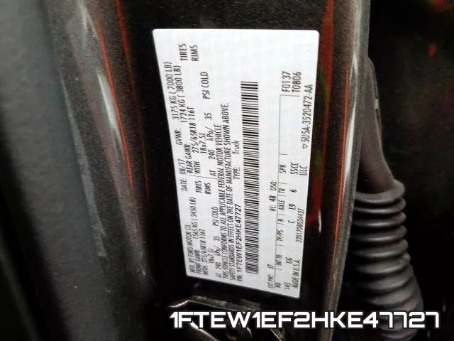 1FTEW1EF2HKE47727 фото 2