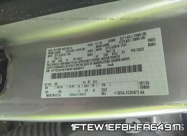 1FTEW1EF8HFA64917 фото 10