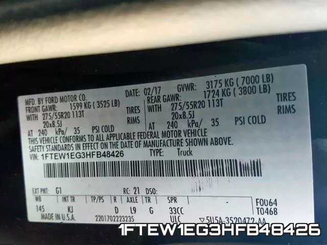 1FTEW1EG3HFB48426 фото 2