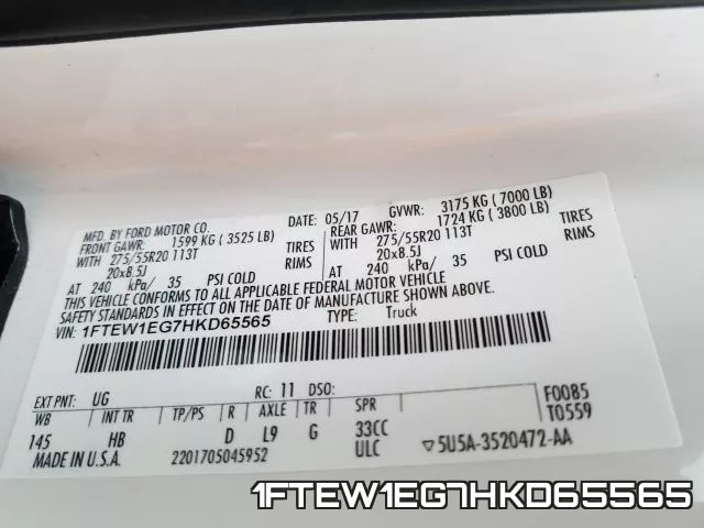 1FTEW1EG7HKD65565 фото 2