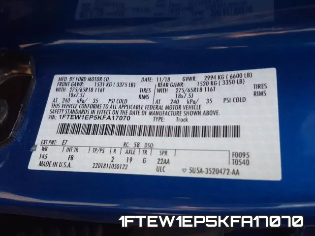 1FTEW1EP5KFA17070 фото 2