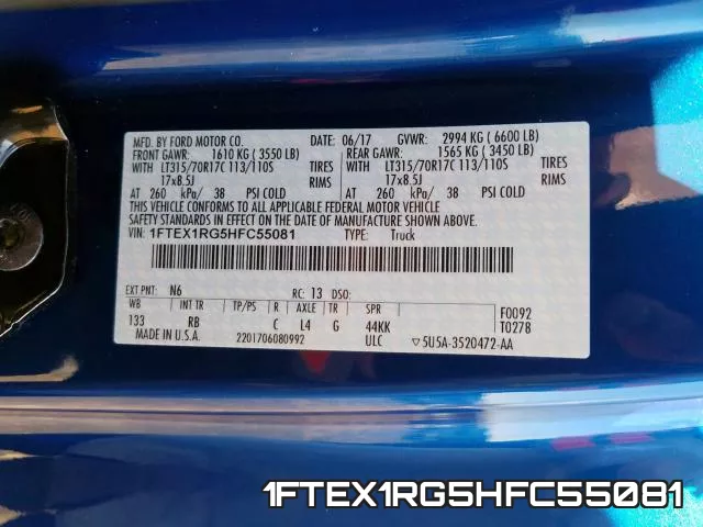 1FTEX1RG5HFC55081 фото 2