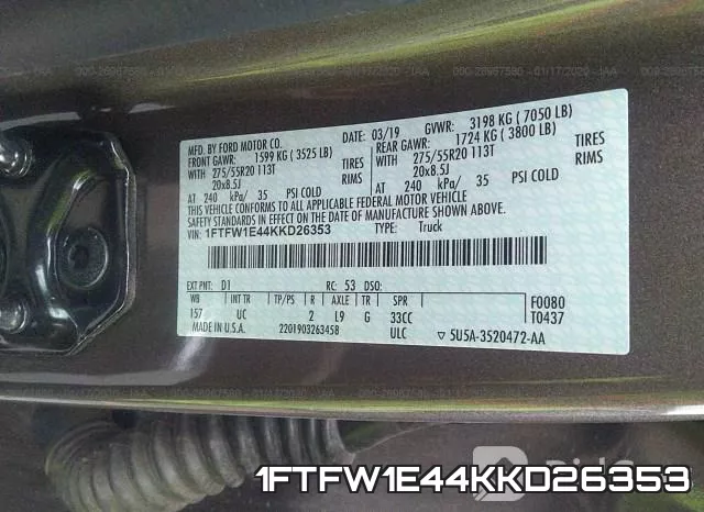 1FTFW1E44KKD26353 фото 10