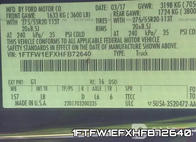 1FTFW1EFXHFB72640 фото 10