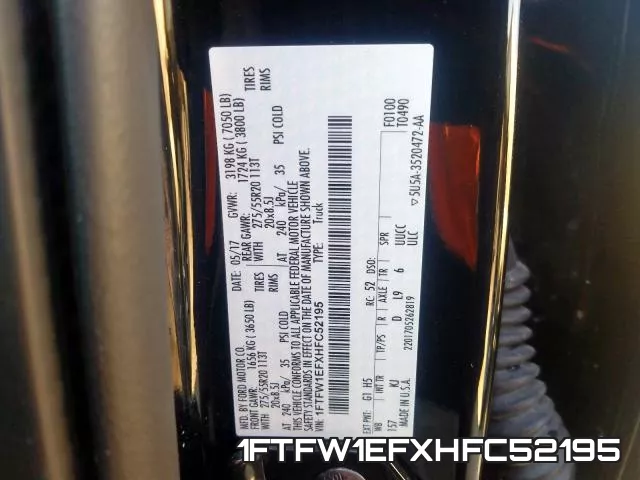 1FTFW1EFXHFC52195 фото 2