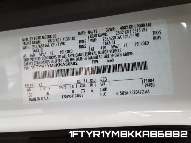 1FTYR1YM8KKA86882 фото 2