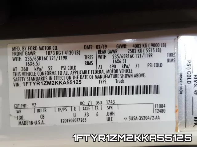 1FTYR1ZM2KKA55125 фото 2