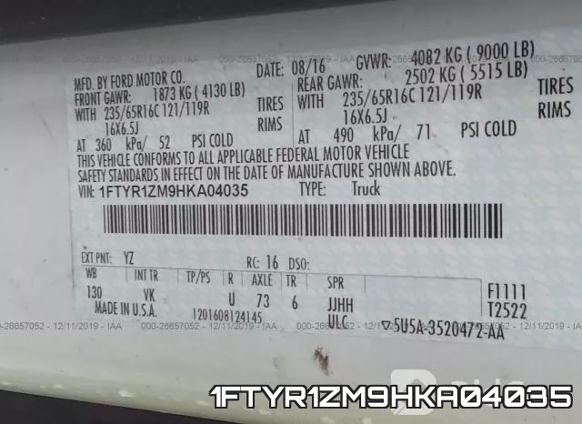 1FTYR1ZM9HKA04035 фото 10
