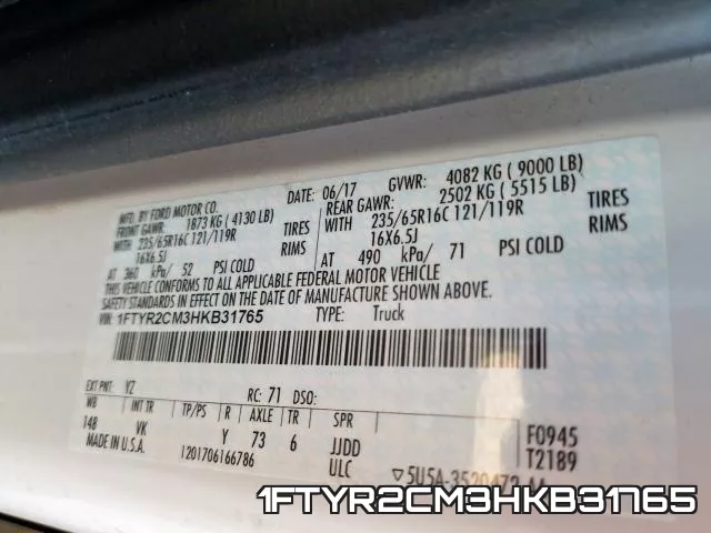 1FTYR2CM3HKB31765 фото 2