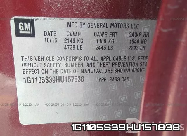 1G1105S39HU157838 фото 10