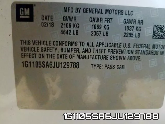 1G1105SA6JU129788 фото 2