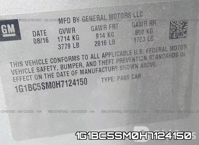 1G1BC5SM0H7124150 фото 10