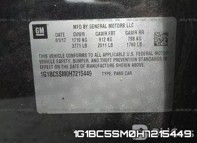 1G1BC5SM0H7215449 фото 10