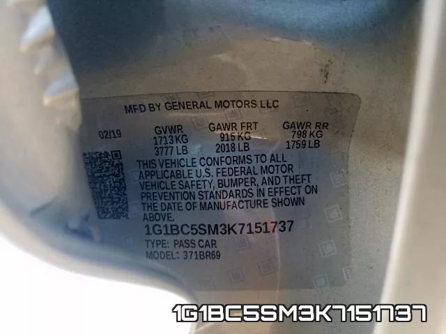 1G1BC5SM3K7151737 фото 2
