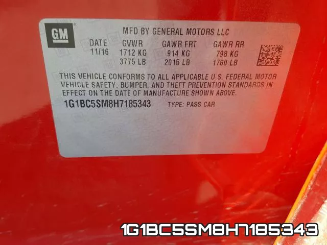 1G1BC5SM8H7185343 фото 2