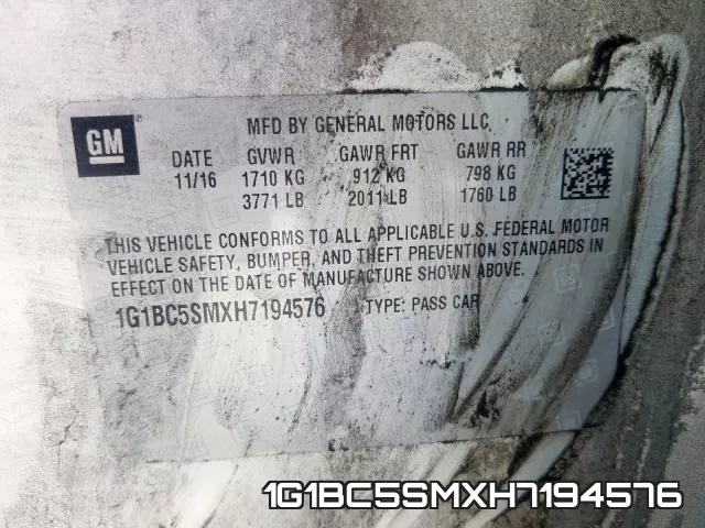1G1BC5SMXH7194576 фото 2