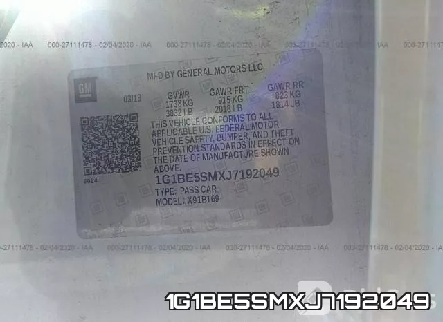 1G1BE5SMXJ7192049 фото 10