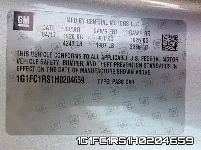1G1FC1RS1H0204659 фото 2