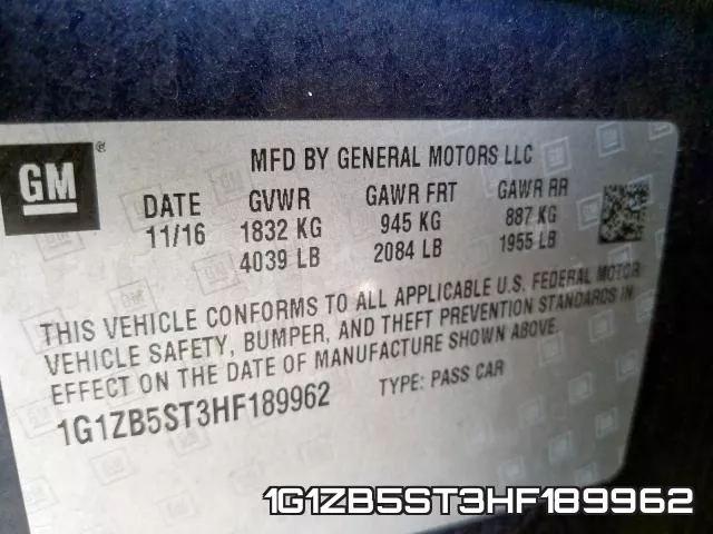 1G1ZB5ST3HF189962 фото 2