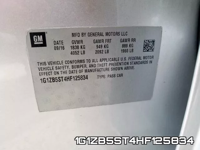 1G1ZB5ST4HF125834 фото 2