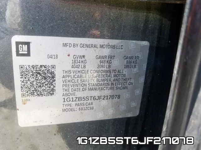 1G1ZB5ST6JF217078 фото 2