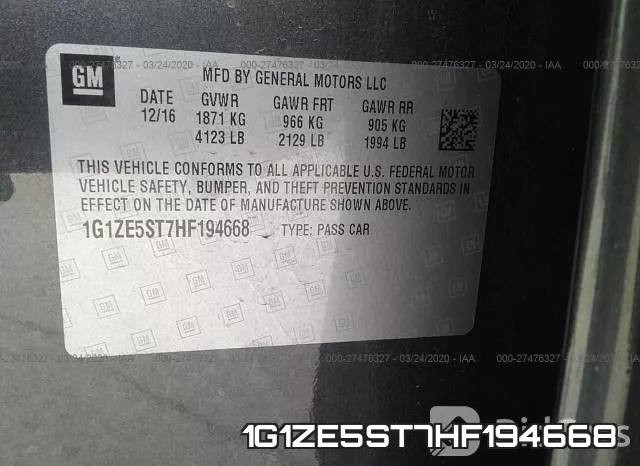 1G1ZE5ST7HF194668 фото 10