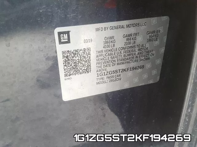 1G1ZG5ST2KF194269 фото 2