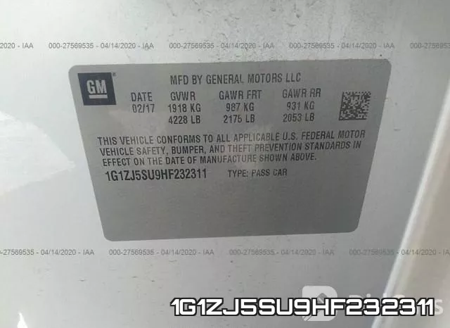 1G1ZJ5SU9HF232311 фото 10