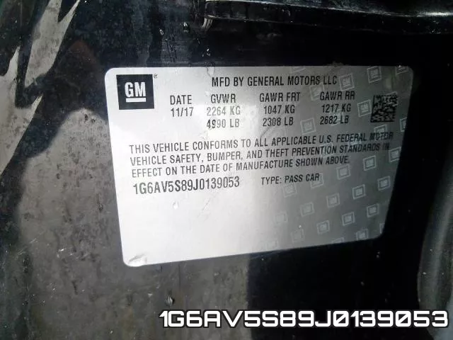 1G6AV5S89J0139053 фото 2