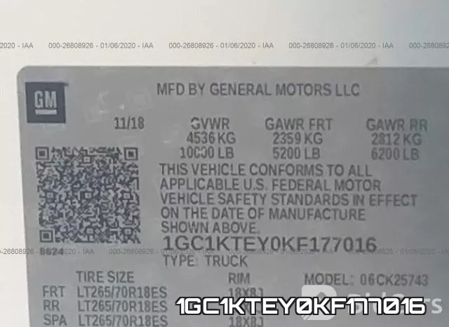 1GC1KTEY0KF177016 фото 10