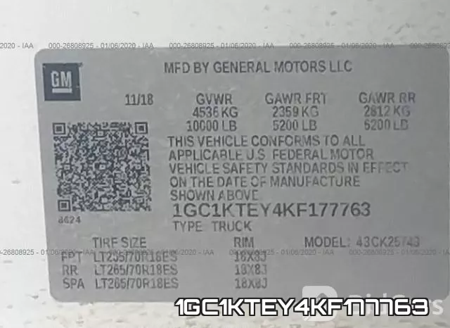 1GC1KTEY4KF177763 фото 10