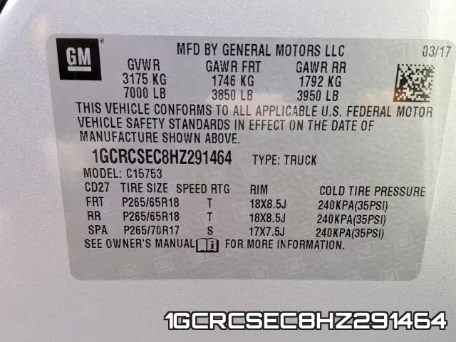 1GCRCSEC8HZ291464 фото 2