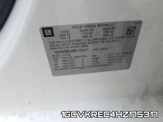 1GCVKREC4HZ175317 фото 2