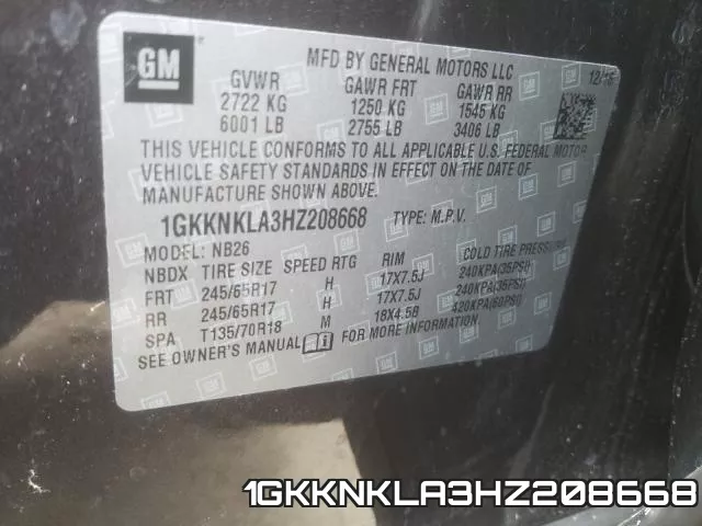 1GKKNKLA3HZ208668 фото 2